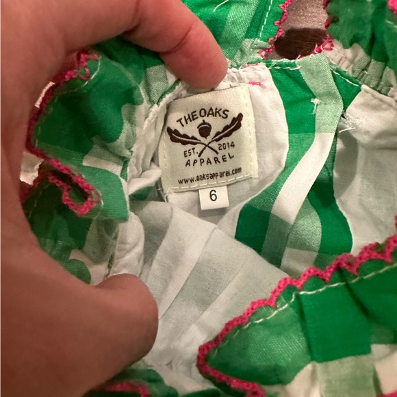 Girls The Oaks Apparel Green Gingham Print Knit Dress 6 - Picture 5 of 8